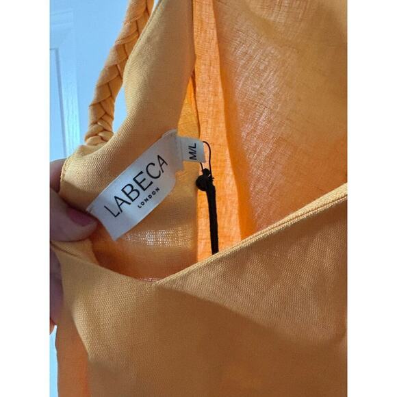 Labeca orange linen midi dress size m/l - Picture 5 of 9
